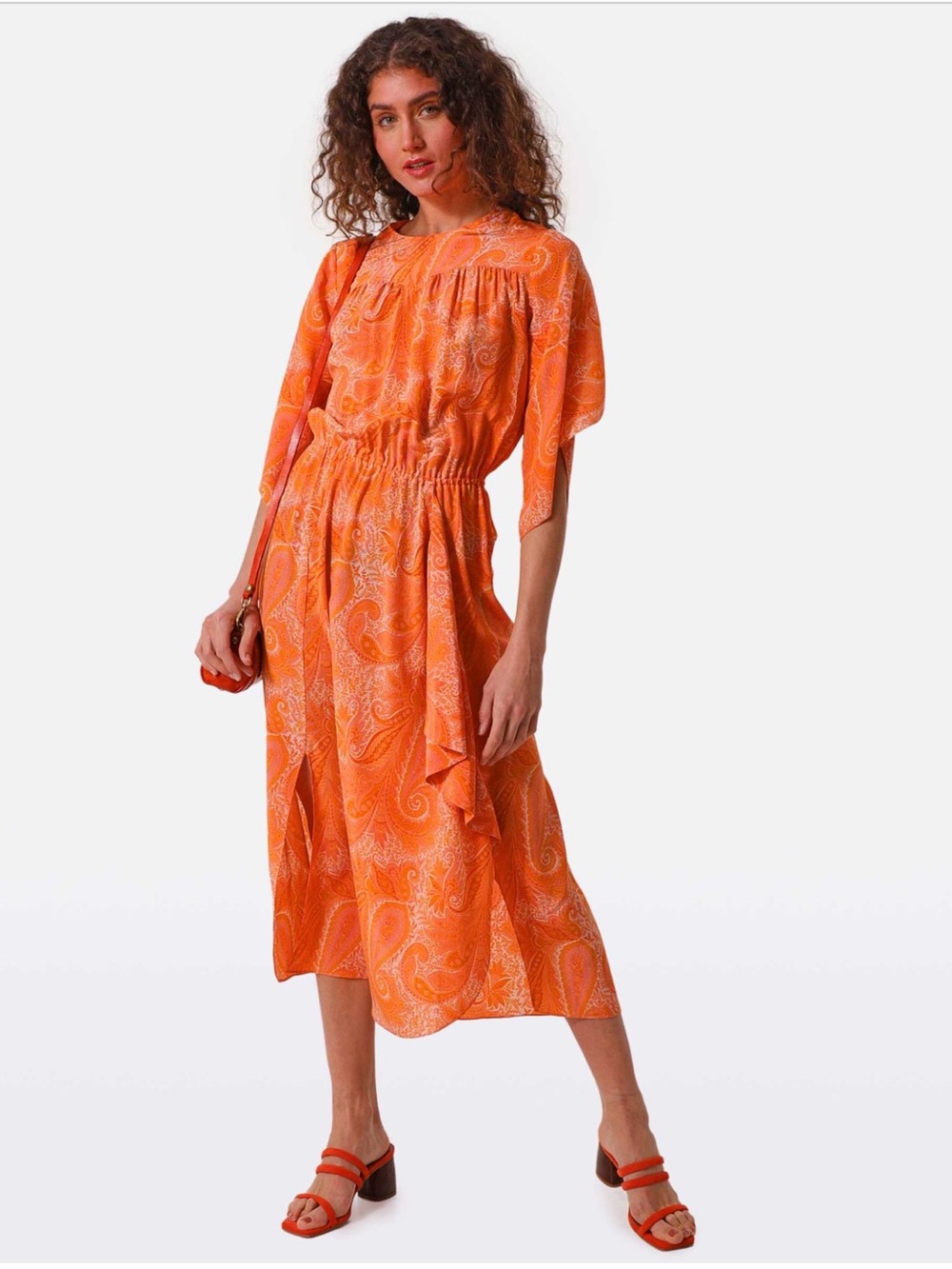 Zadig & Voltaire Rusty Silk Draped Midi Dress Size M